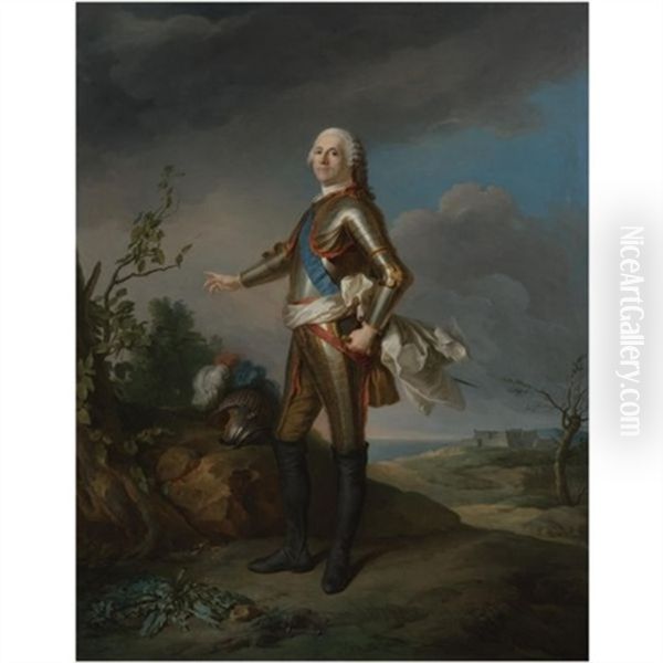 Portrait Of The Duc De Richelieu (march 13 - August 8, 1788), Marechal De France, Full-length Oil Painting by Jean Marc Nattier