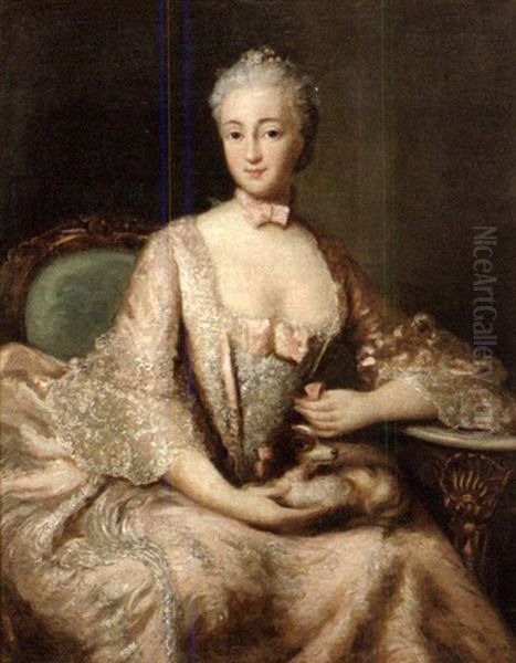 Portrait Of French Eighteenth Century Woman (madame Pompadour?) Oil Painting by Jean Marc Nattier