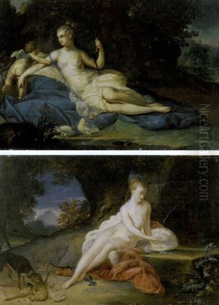 Venere E Cupido (+ Diana Presso Una Fontana; 2 Works) Oil Painting by Jean Marc Nattier