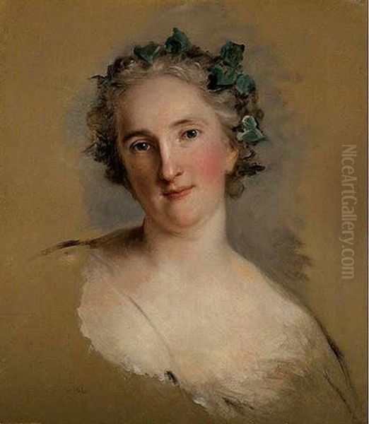 Portrait Of Zannetta Balletti (mademoiselle Silvia?) With A Crown Of Ivy Oil Painting by Jean Marc Nattier