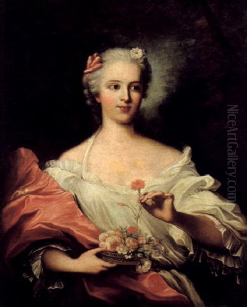 Bildnis Der Marie-louise Madeleine De Fontaine Oil Painting by Jean Marc Nattier