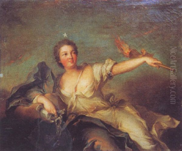 Portrait De La Marquise De Tonnelle En Aurore Oil Painting by Jean Marc Nattier