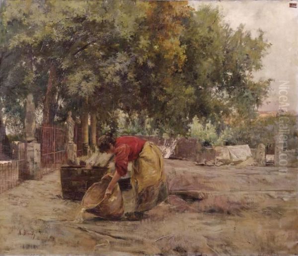 Lavandaia Oil Painting by Nicola Biondi