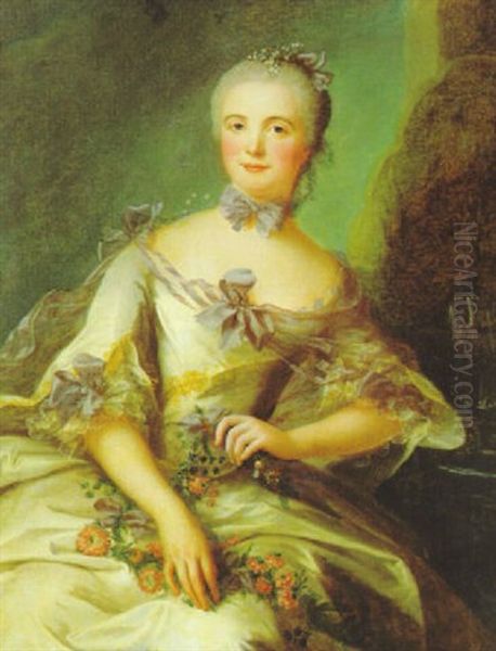 Bildnis Einer Dame Mit Blumen Im Schos Oil Painting by Jean Marc Nattier