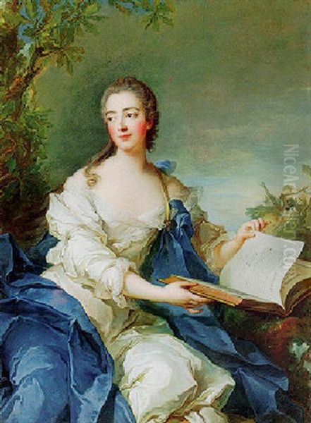 Portrait Of The Princess De Rohan Reading The Histoire Universelle Oil Painting by Jean Marc Nattier