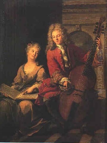 La Lecon De Musique Oil Painting by Jean Marc Nattier