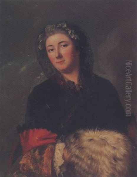 Frau Mit Muff Oil Painting by Jean Marc Nattier