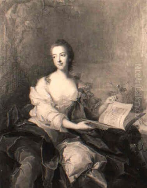 Portrait De La Princesse De Rohan Lisant L'histoire Universelle Oil Painting by Jean Marc Nattier