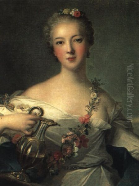 Portrait Of Louise Henriette De Bourbon-courti Oil Painting by Jean Marc Nattier