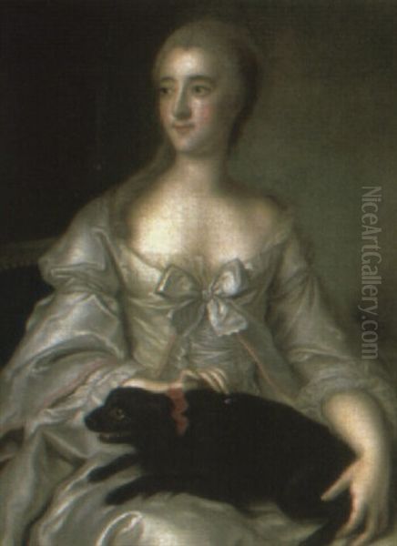 Portrait Of A Lady, Seated Three-quarter Length, In A White Dress Oil Painting by Jean Marc Nattier