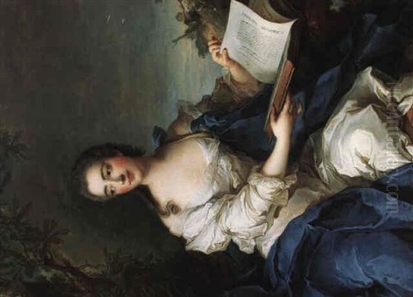 Portrait Of The Princess De Rohan Reading The 'histoire Universelle' by Jean Marc Nattier