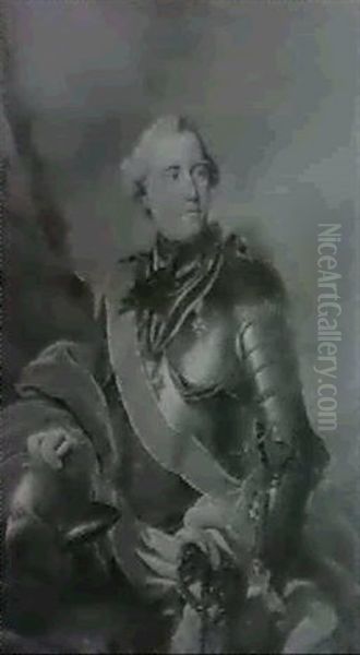 Portrait Of A Marshal Of France, In Armour And Wearing The  Order Of The Saint-esprit by Jean Marc Nattier