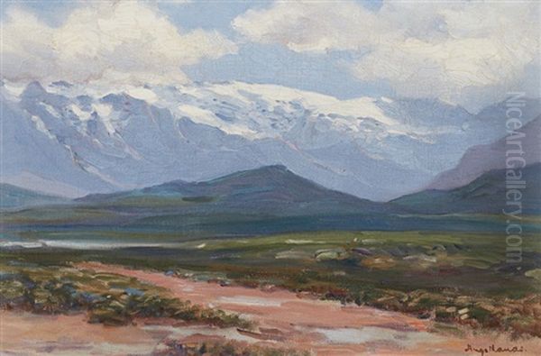 Snow Capped Mountains, Worcester Oil Painting by Pieter Hugo Naude