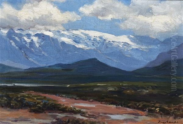 Snow On The Worcester Mountains, Cape Oil Painting by Pieter Hugo Naude