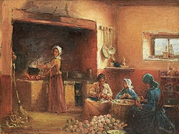 Cape Kitchen Oil Painting by Pieter Hugo Naude