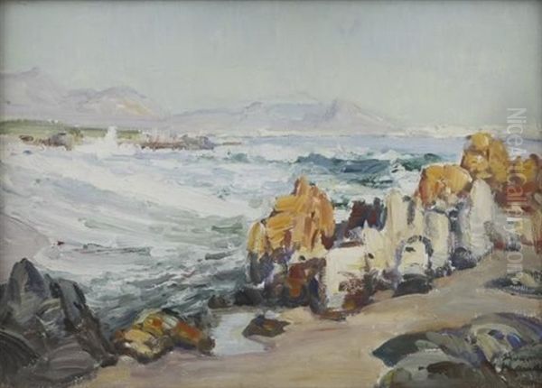 Rocky Seascape Oil Painting by Pieter Hugo Naude