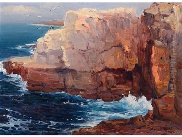 Cliffs At Hermanus Oil Painting by Pieter Hugo Naude