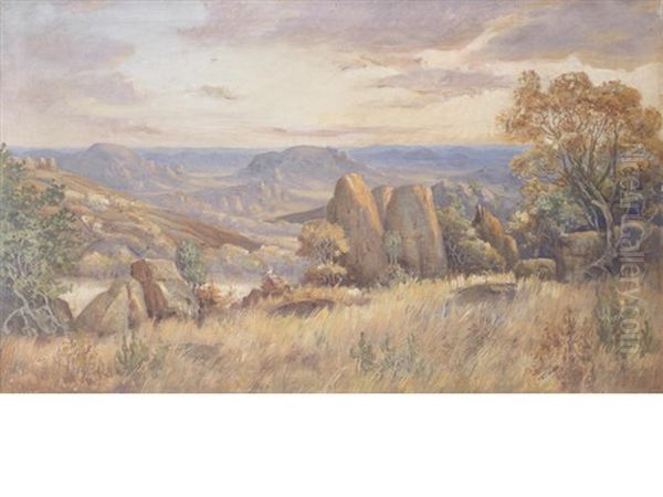 The Blue Hills Of The Matappos, Rhodesia Oil Painting by Pieter Hugo Naude