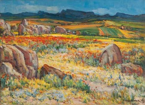 Namaqualand In Spring Oil Painting by Pieter Hugo Naude