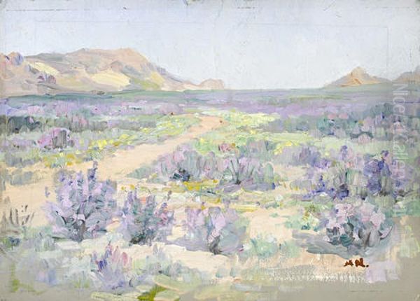 Purple Flowers In Bloom, Namaqualand Oil Painting by Pieter Hugo Naude