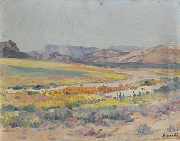 Yellow Flowers, Namaqualand Oil Painting by Pieter Hugo Naude