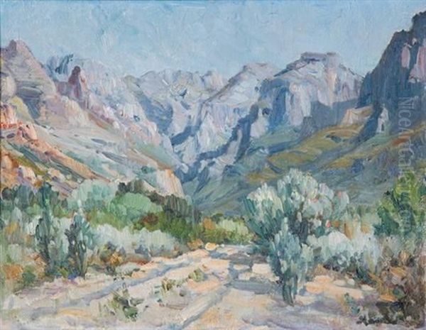 A Road Through The Hex River Mountains Oil Painting by Pieter Hugo Naude