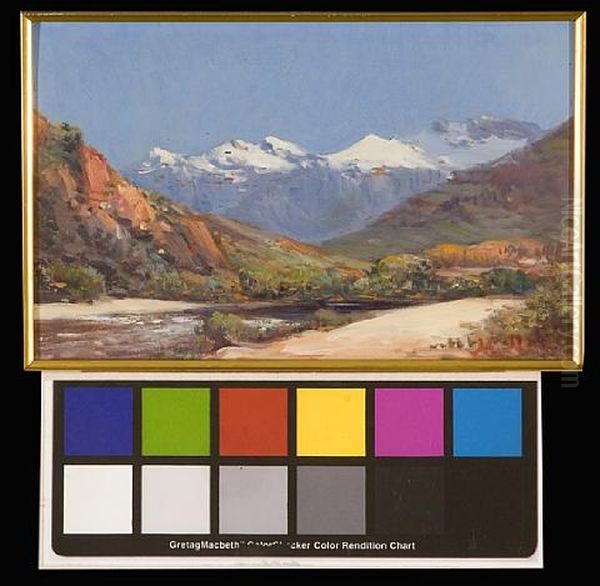 Paarl Valley With Snow-capped Mountains Oil Painting by Pieter Hugo Naude