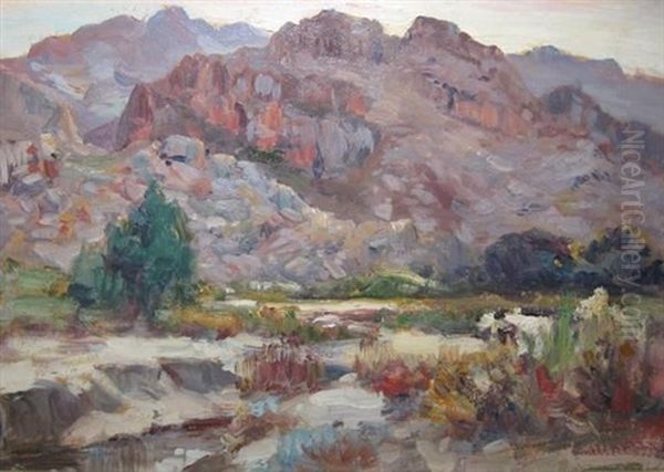 River And Mountains Oil Painting by Pieter Hugo Naude