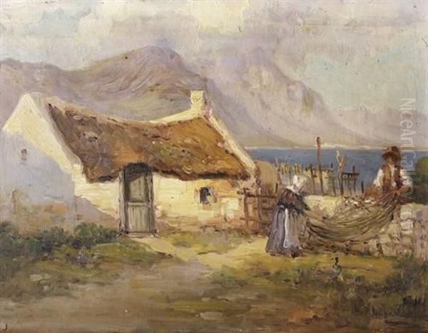 First Fisherman's Cottage, Old Harbour, Hermanus Oil Painting by Pieter Hugo Naude