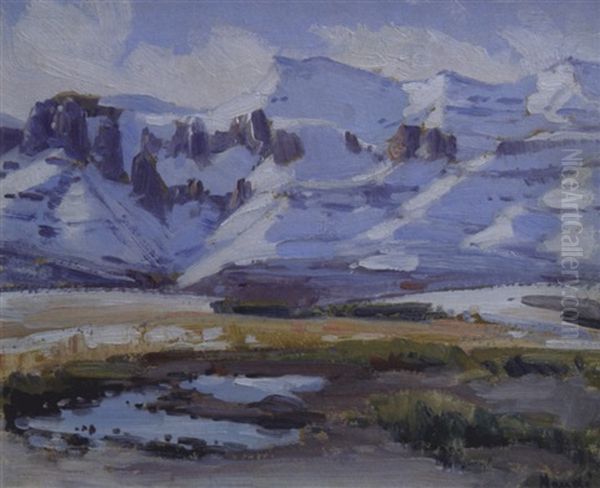 Drakensberg Under Snow Oil Painting by Pieter Hugo Naude