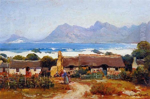 Hawston Village Looking Towards Kleinmond Oil Painting by Pieter Hugo Naude