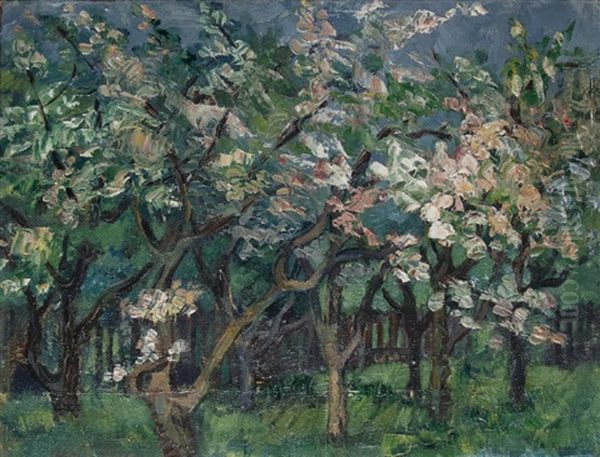 Blooming Fruit Trees Oil Painting by Heinrich Nauen