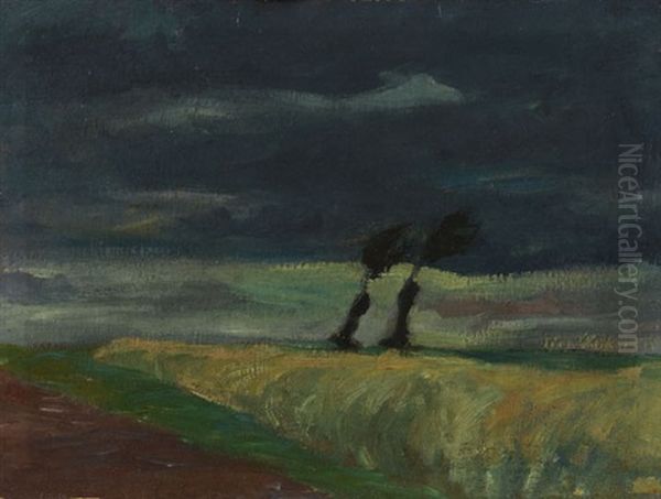 Sturmische Landschaft Oil Painting by Heinrich Nauen