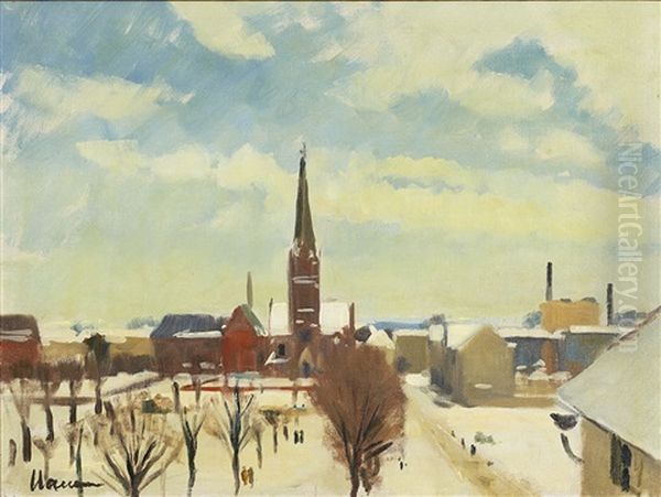 Winterliche Stadtansicht Oil Painting by Heinrich Nauen