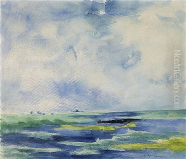 Weiter Himmel Uber Bewegtem Meer Oil Painting by Heinrich Nauen