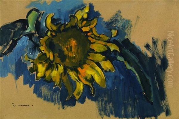 Studie Einer Sonnenblume Oil Painting by Heinrich Nauen