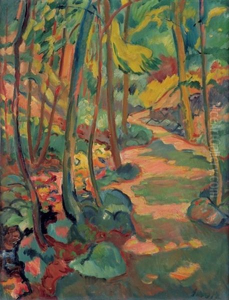 Waldweg Oil Painting by Heinrich Nauen