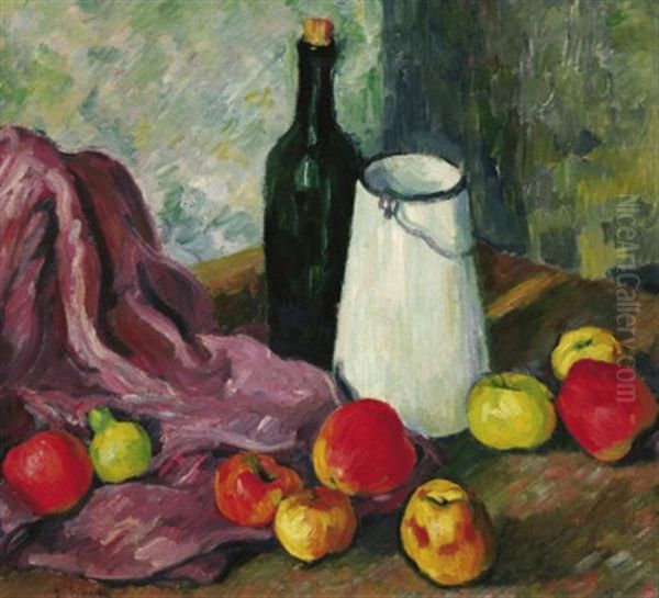 Stilleben Mit Apfel Und Kanne Oil Painting by Heinrich Nauen