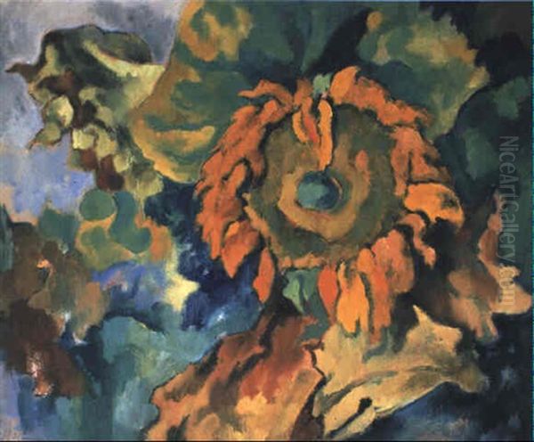 Welkende Sonnenblumen Oil Painting by Heinrich Nauen