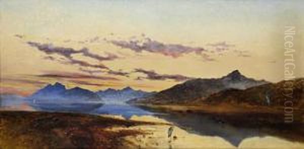 Sunset Loch Leven From Ballaculish Ferry Oil Painting by Downard Birch