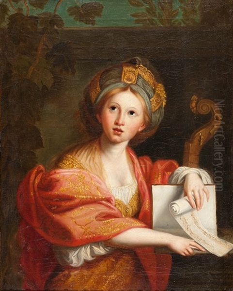 Sibilla Cumana (after Domenichino) (+ Sibilla Persica (after Guercino); Pair) Oil Painting by Friedrich Gotthard Naumann