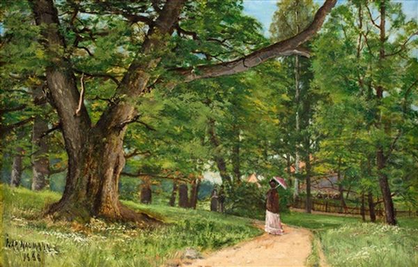 Flanorer I Frisens Park Vid Waldemarsudde Oil Painting by Ivar Naumann