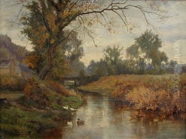 Ducks On A River Oil Painting by Lionel Birch