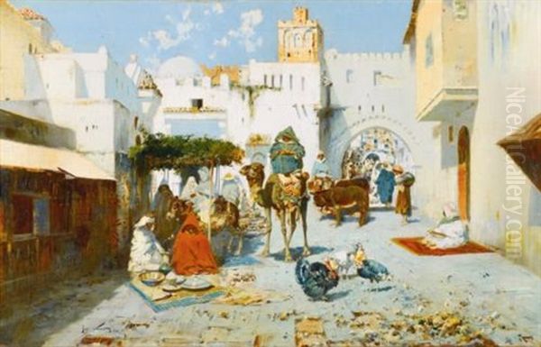 The Souk Oil Painting by Jose Navarro Llorens