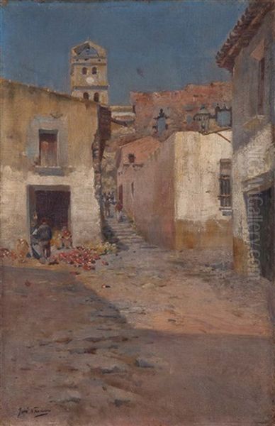 Vista De Un Pueblo Oil Painting by Jose Navarro Llorens