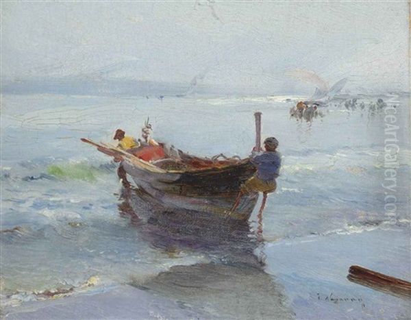 Coming Ashore Oil Painting by Jose Navarro Llorens