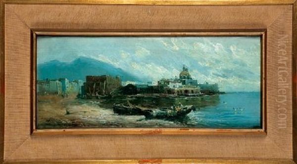 Vista De La Costa De Napoles Oil Painting by Jose Navarro Llorens