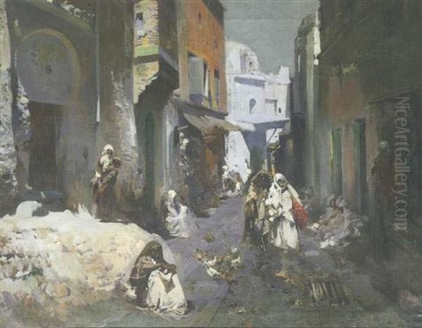 Scene A Fes Oil Painting by Jose Navarro Llorens