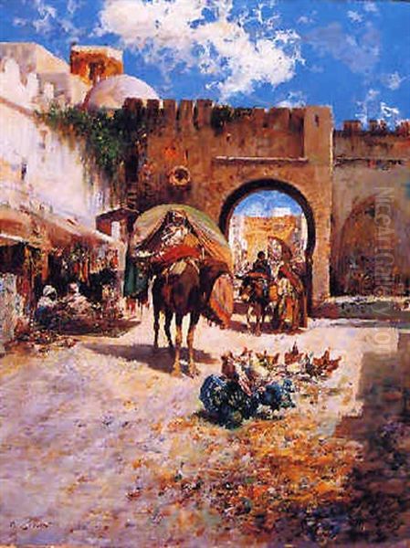 Zoco En Marruecos Oil Painting by Jose Navarro Llorens