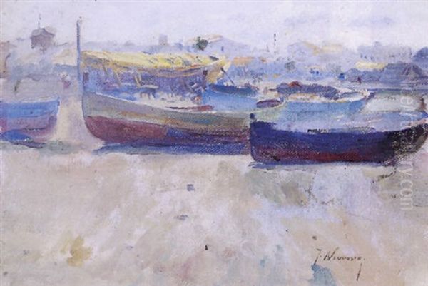 Boats Oil Painting by Jose Navarro Llorens